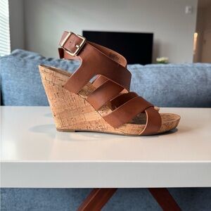 Brown Cork Wedge Sandals